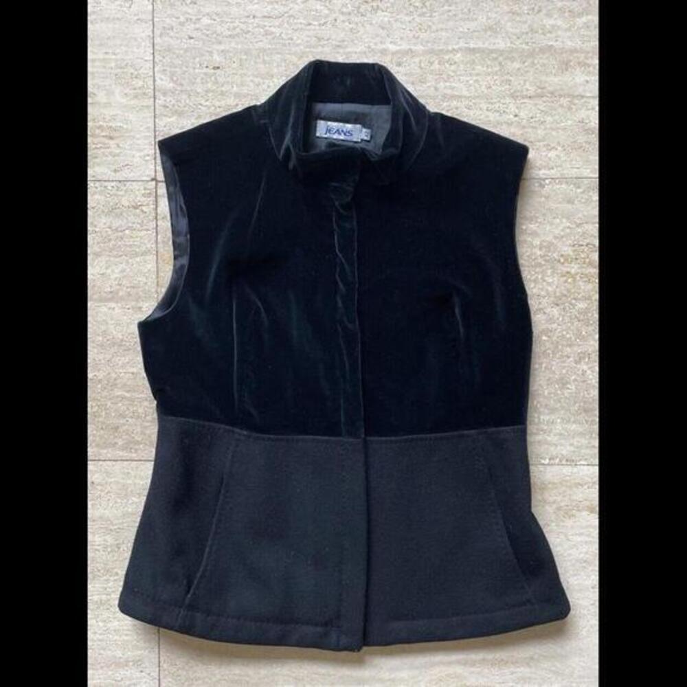 Antonio‎ Fusco Jeans Made In Italy Black Velvet Cotton Blend Vest Size 42
